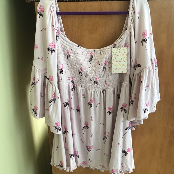 Free People Tunic Top Off Shoulder Cloud Berry XS - Picture 2 of 14